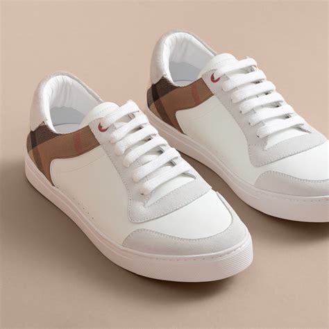 burberry white shoes mens|burberry check and leather sneakers.